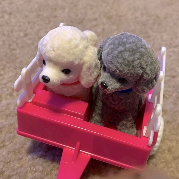 Vintage Barbie Power Wheels Fisher Price Pink Jeep Tommy Doll Twins + Dogs Wagon - Picture 7 of 15